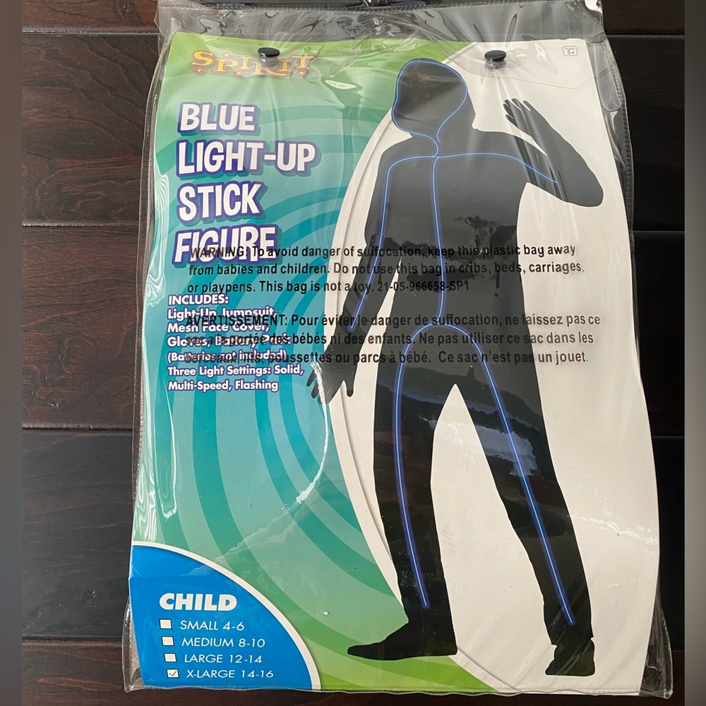 Blue light up stick figure.